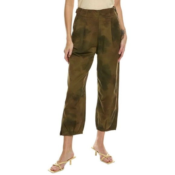 AG‎ Adriano Goldschmied Adel Trousers 27 NWT Barrel Leg Pleated Cropped Utility - Picture 1 of 12